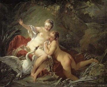  francois painting - swan and nudes Francois Boucher